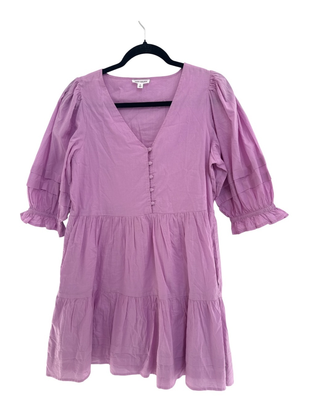 Mary Square Short Short Sleeve Cotton Dress in Pink
